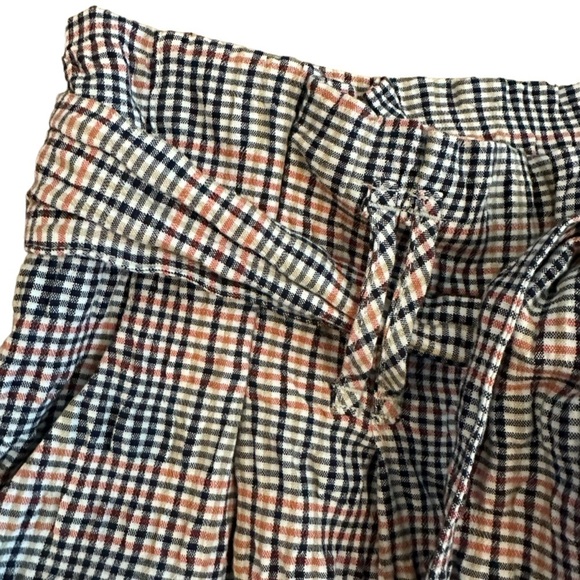 Anthropologie seersucker high waisted cropped ankle pants belted waist plaid - Picture 4 of 16